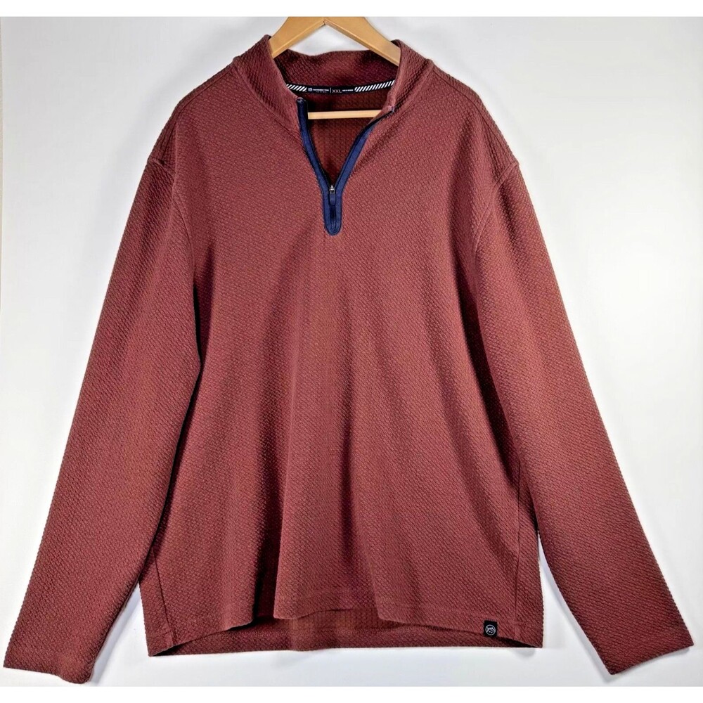 Southern Tide Men's XXL Outbound Quarter Zip Pullover Brown‎ Heather Waffle Knit